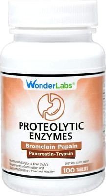 Proteolytic Enzymes | Bromelain Papain Pancreatin Trypsin 550 Mg Total with S...