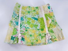 Lilly Pulitzer Skirt Girls Size 7 Vintage Green Floral Color Block Elastic