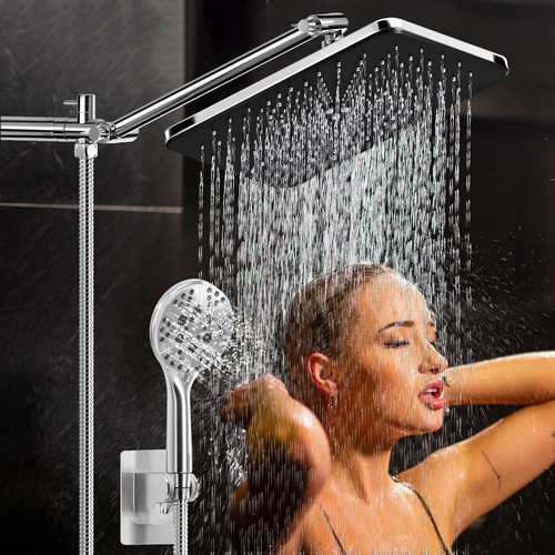 12 Inch High Pressure Rain Shower Head Combo with Extension Arm- Wide Rainfall - 第 7/8 張圖片