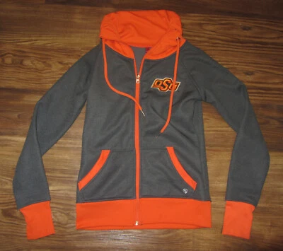 Oklahoma State Cowboys Womens Track Jacket, Gray, Thumb Holes, Size S, EUC - Image 1 of 4