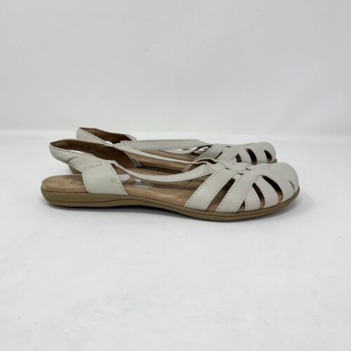 Earth Origins Beige Leather Slip On Slingback Breathable Sandals Women's Size 7