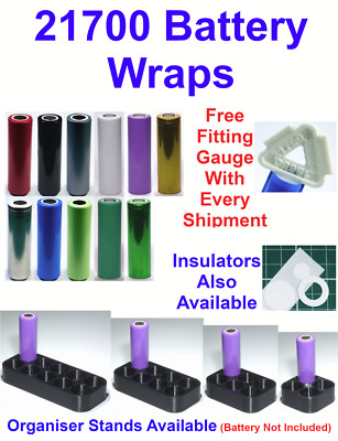 10 X 21700 Battery Wraps - Heat Shrink PVC Sleeves - 11 Colours To