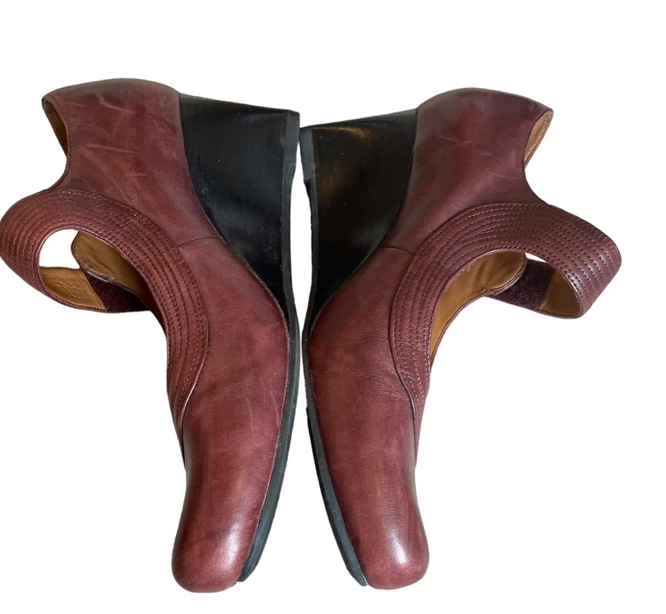 Tacón de cuña de cuero Earthies Savona Merlot talla 8,5B Foto 4 de 4