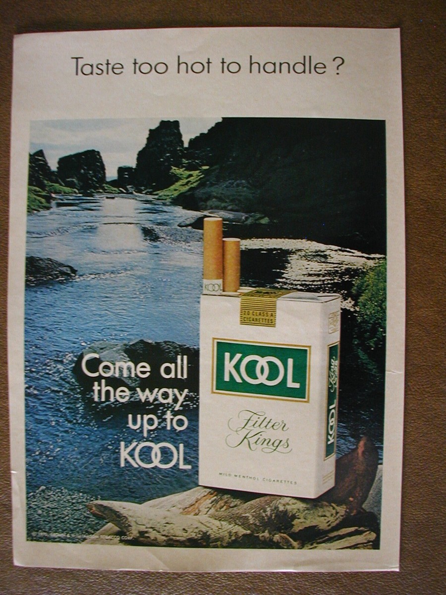 cigarettes and gin 1971 Kool Filter King Cigarettes, Seagram's Gin Double-Sid VINTAGE PRINT AD  LO69