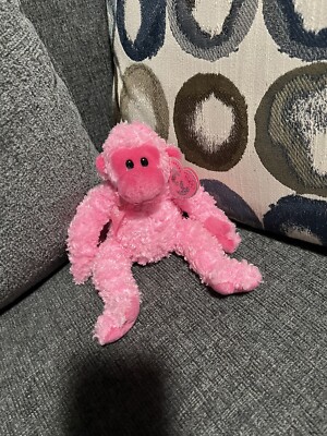 TY Pinkys JULEP THE BRIGHT PINK MONKEY 8'' Plush STUFFED ANIMAL Toy w/ TAG