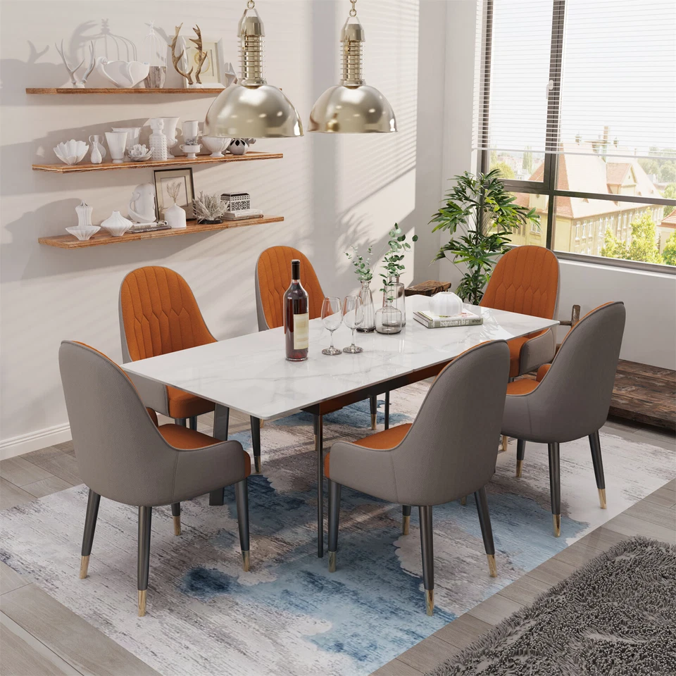 Marble Dinner Table for 6/8 Seat Extendable Kitchen Dining Room Table 3-colors - Image 3 of 4