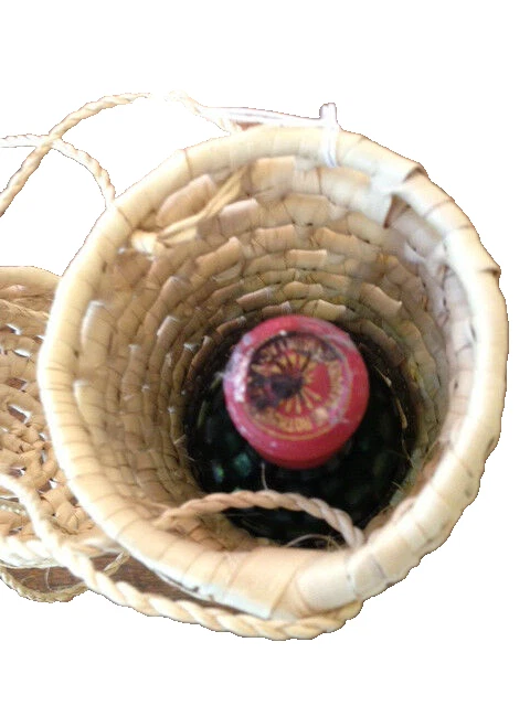 Botella Bolsa de Regalo Cesta Transportador de Viaje Tejido Hoja de Palma Bolsa de Regalo de Navidad Foto 4 de 4