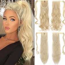 US One Piece Wrap Around Magic Tape Ponytail Clip in Hair Extension Hairpiece