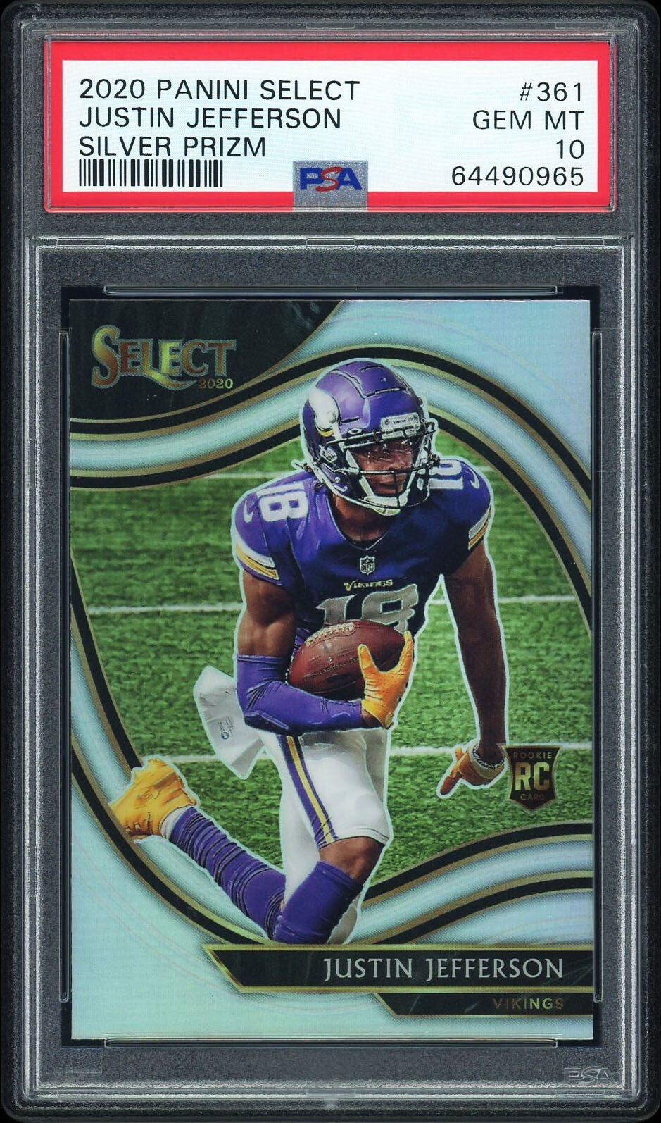 Justin Jefferson 2020 Panini Select #361 Field Level Silver Prizm Rookie PSA 10