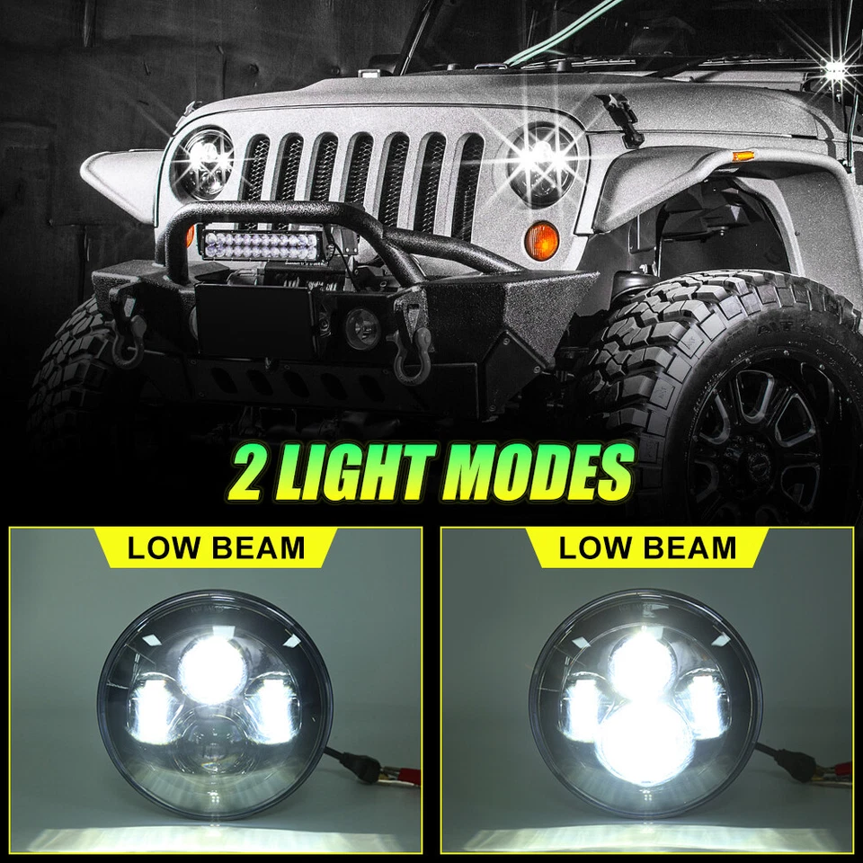 Kit combinado de luces antiniebla y giratorias LED de 7" para Jeep Wrangler 07-18 JK Foto 2 de 4