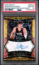 2024 PANINI SELECT ROOKIE SIGNATURES GOLD DISCO DONOVAN CLINGAN RC 4/10 PSA 10