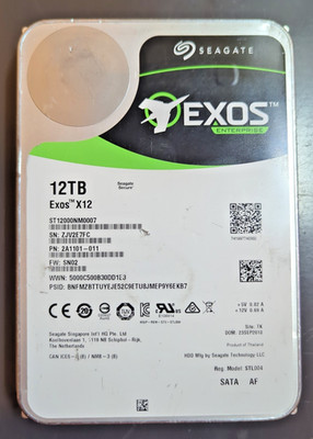 Seagate Exos X12 12TB Enterprise Hard Drive HDD SATA 6Gb/s ST12000NM0007 GRADE B