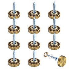 12-Pack Screw Covers, 0.63" Slide Decorative Mirror Screw Covers [Gold Tone]
