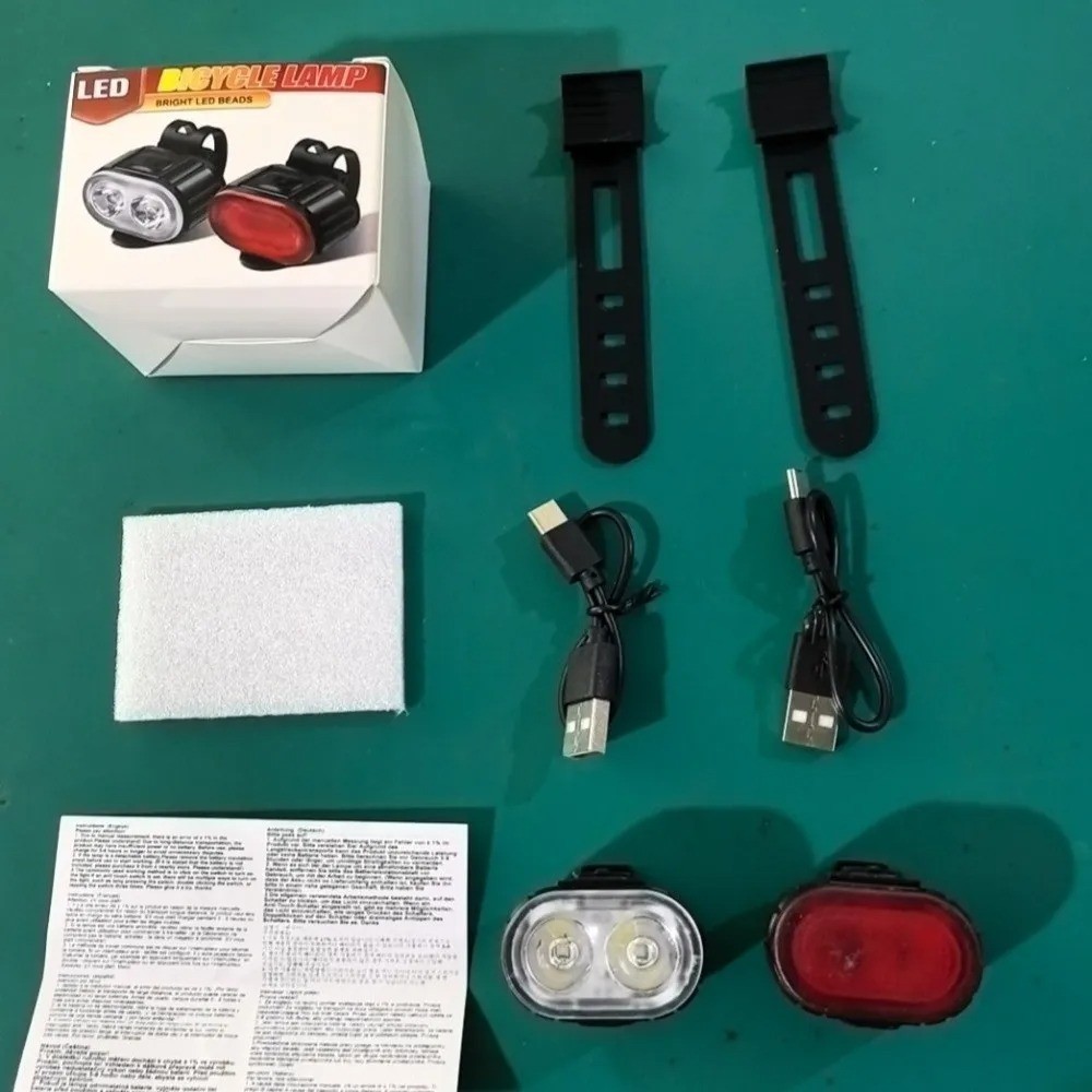 2x Luci Mountain Bike USB Ricaricabile Bicicletta Torcia LED Anteriore Posteriore + Set Lampade foto 6
