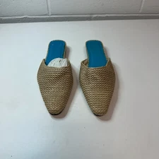 Raffia Straw Slip-On Pointed Toe Mules 