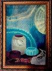 Antique Signed Art Nouveau DECO Still Life ~ART POTTERY~ Painting Framed — photo 3