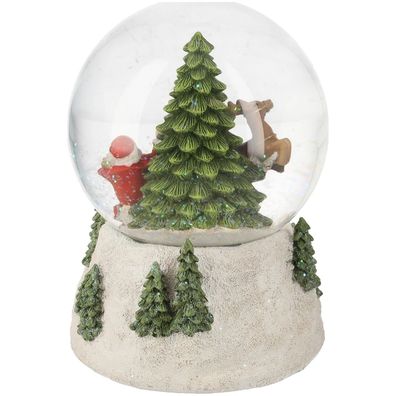 Pallina Natalizia Carillon con Babbo Natale Musicale Decorazione Natale H 18 cm