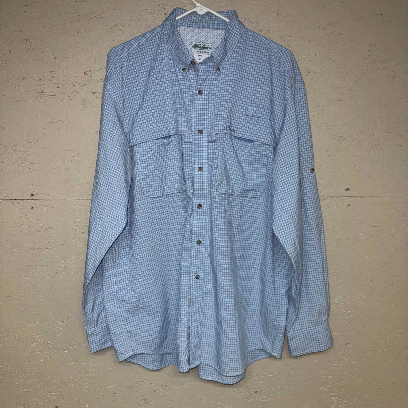 Mens LL Bean Button Down Shirt Long Sleeve Sz Lg Tall LT Vented Fishing Hiking