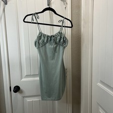 Rue21 Women Size XS Light Green Strappy Tie Straps Bodycon Mini Dress Cinch Bust