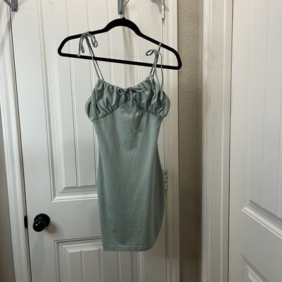 Rue21 Women Size XS Light Green Strappy Tie Straps Bodycon Mini Dress Cinch Bust