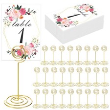 26 PCS Gold Table Number Holder Card Stand with Floral Cards for Weddings