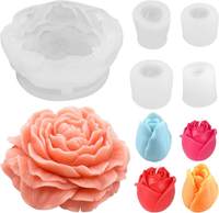 5 StüCk 3D Silikonform, Tulpen-Kerzenform, Handgefertigte Silikonform FüR Mutter