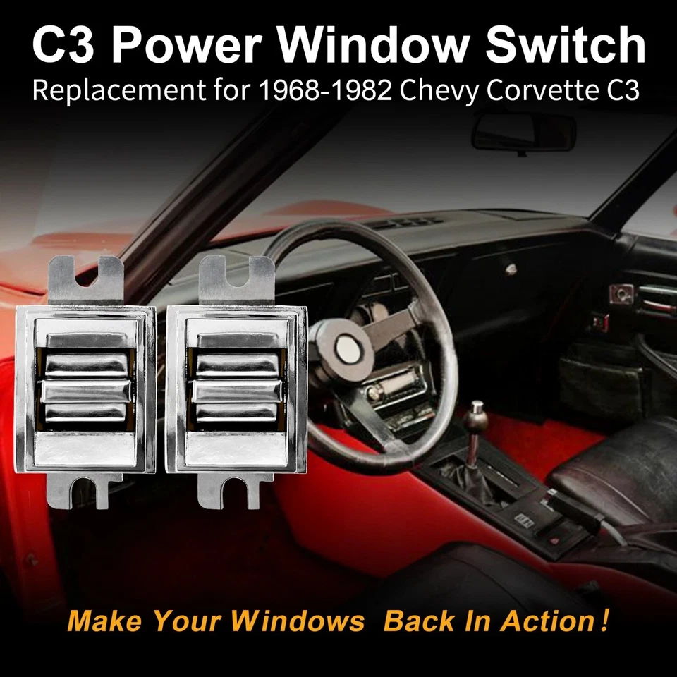 2X Power Window Switch Left & Right Side For 1968-1982 Chevy C3 Corvette 1725109 Foto 4 de 4