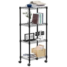 M MZG 4-Shelf Adjustable Heavy Duty Steel Wire Rack Storage Shelving Unit Black