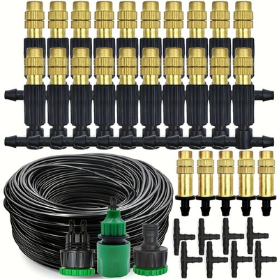 #ad Outdoor Misting Cooling System Kit Adjustable Brass Nozzles for Garden amp; Patio $21.99