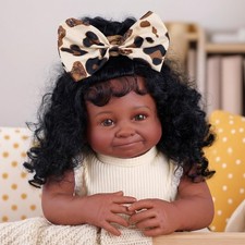 BABESIDE 20 Inch Reborn Baby Doll, Lifelike Black Girl Newborn Doll with Soft Cl