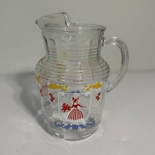 VTG Juice Drinking Pitcher Glass Southern Bell Flower Girl Hazel Atlas RARE