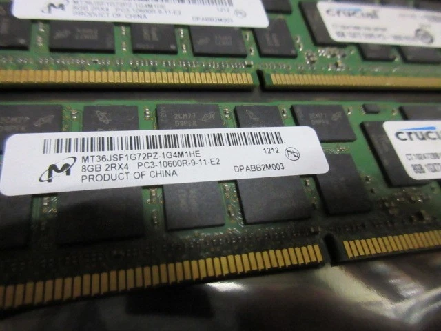 24GB (3x 8GB) PC3=10600R Crucial Registered Server Memory - Image 2 of 3