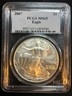2007 American Silver Eagle PCGS MS65, 1 Troy Oz ,999 Fine Silver
