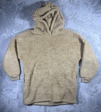 Gap Teen Hoodie Youth 14-16 Tan Sherpa Fleece Sleepwear Hooded Cozy Pullover