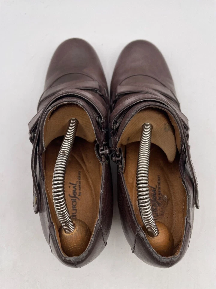 Natural Soul by Naturalizer Elle Boot Women's Sz 9.5 Brown Leather Zip - Image 4 of 4