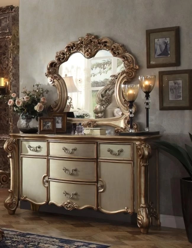 Schminktisch mit Spiegel Gold Design Luxus Möbel Antik Barockstil - Bild 1 von 1