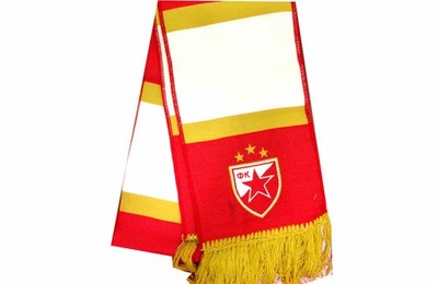 FC RED STAR  CRVENA ZVEZDA SCARF RED WHITE GOLD NEW OFFICIAL PRODUCT