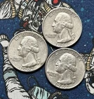 Lot Of 3 90% Silver Washington Quarters 1962 P, D and 1961 D Qty. of 3 Nice #25