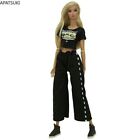 Black Fashion Clothes Set For 11.5" Dolls Outfits 1/6 Accessories T-shirt Pants