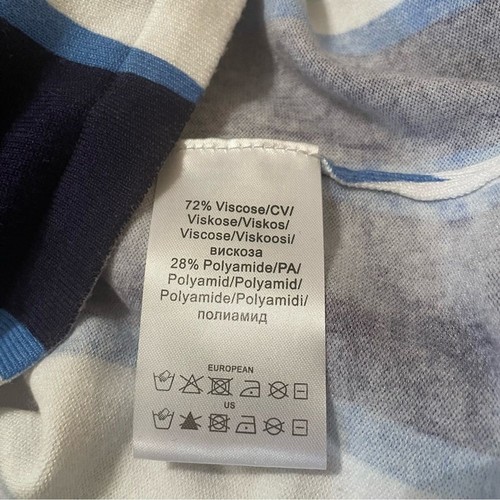 MARBLE Blue Abstract Viscose Crewneck Lightweight Sweater Women's Size XS - Picture 4 of 5