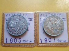 2 LIRE 1905 e 1907 AQUILA SABAUDA VITT. EMANUELE III argento