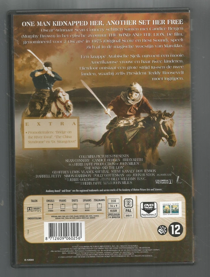 THE WIND AND THE LION - Sean Connery Candice Bergen (1975) - Dutch Import - DVD - Image 2 of 2