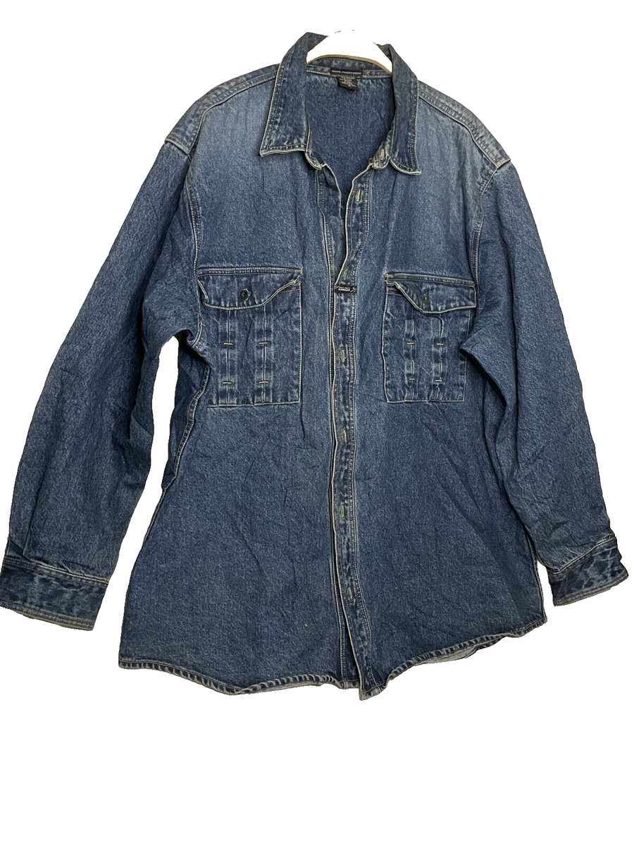 Vintage Marithe Francois Girbaud Denim Shirt Men Size XL Blue