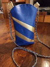 Elegante Porta cellulare In Ecopelle Blu con intarsi Oro