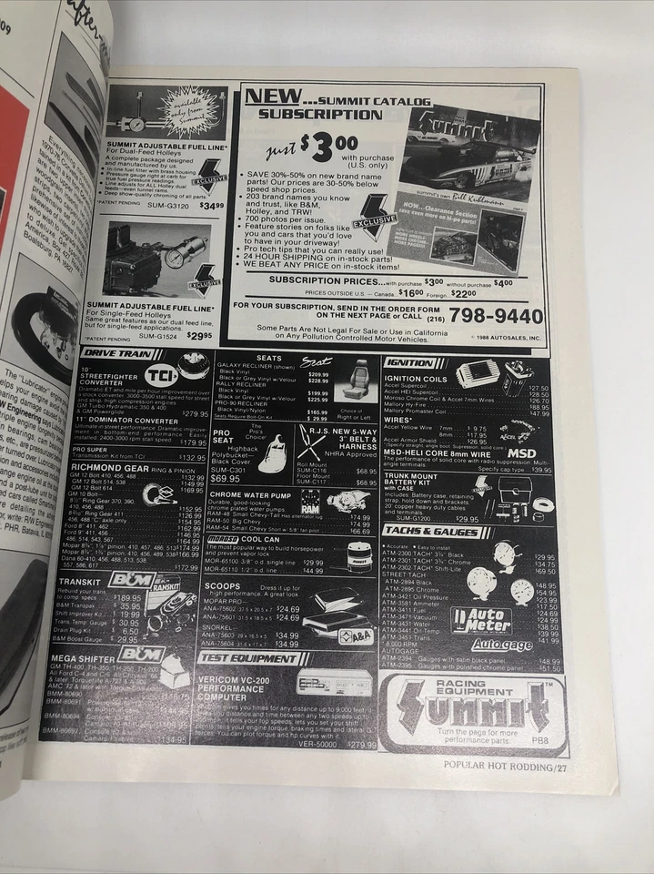 Popular Hot Rodding Magazine October 1988  All New LT-5 400 HP - Image 3 of 4