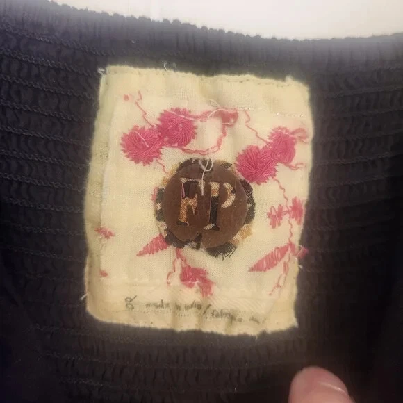 Free People Black Beaded Strappy Babydoll Mini Dress Sz 8 New Years Eve - Image 3 of 4