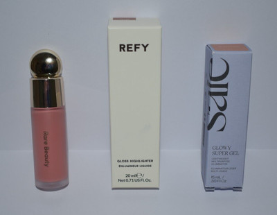 Glowy Makeup Set | Saie Highlighter, Rare Beauty Blush, REFY Gloss BRAND NEW