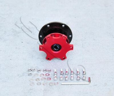 Red 6 Bolt Pattern Steering Wheel's Snop Off Style Quick Release Adapter Kit