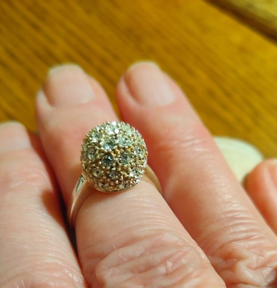 .925 Marked Silver Multi-Crystal Tiny Ball Cockta… - image 9