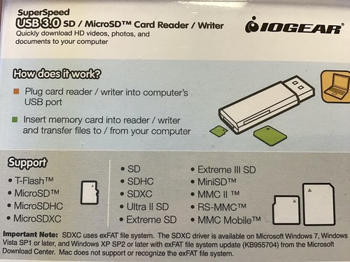 Vivitar 50-1 Card Reader/Writer + IOGear USB 3.0 MicroSD SuperSpeed, New - Picture 7 of 7